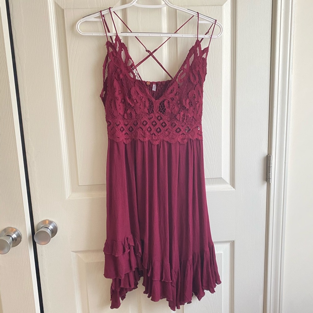 Burgundy free people dress